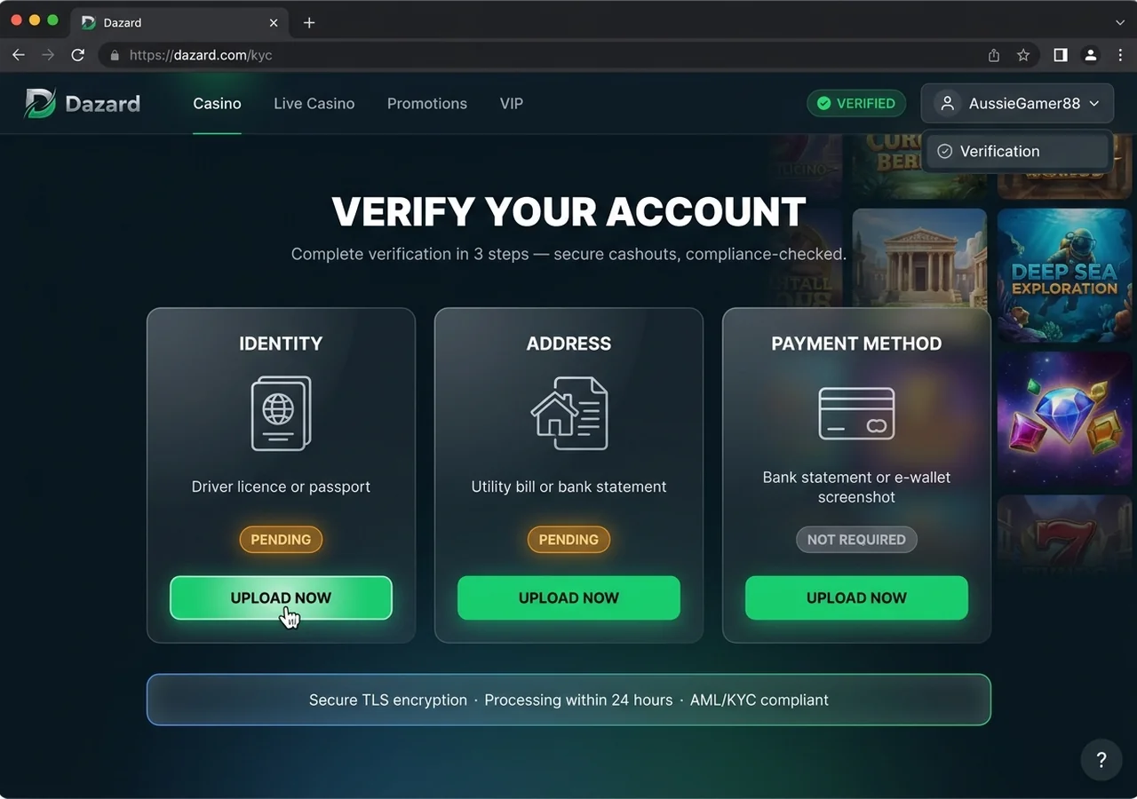 Account verification (KYC) – Dazard